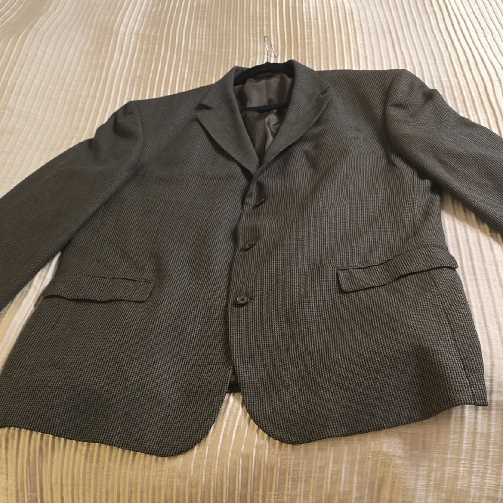 Oscar de la Renta Wool  Gray and Black Textured Blazer